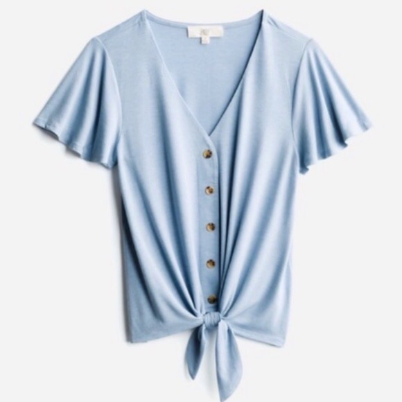 Pinque Button Down Tie Blouse